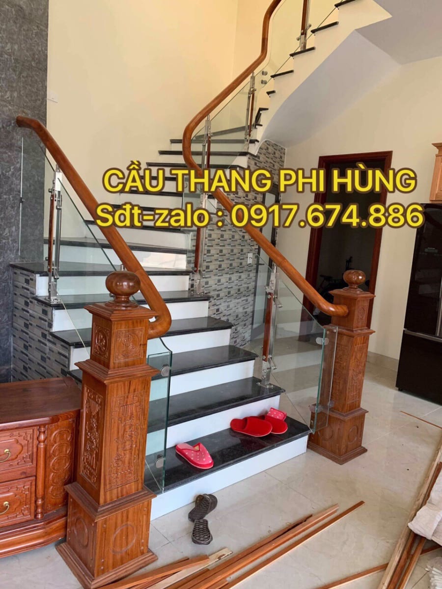 1002+ mẫu cầu thang kính cường lực tay vịn gỗ tại Hà Nội. Cầu thang kính đẹp, hiện đại, chuyên nghiệp