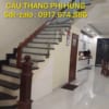 Cầu thang kính cường lực tay vịn gỗ, inox. Cầu thang kính đẹp hiện đại tại Hà Nội
